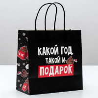 Пакет новогодний «Какой год, такой и подарок» 22 × 22 × 11 см